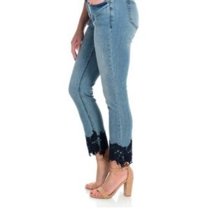 Kate & Mallory Stretch 5-Pocket Crochet Trimmed Cropped Jeans Plus Size 22W